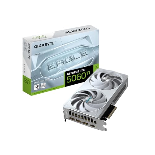 GIGABYTE GeForce RTX 5060 Ti Eagle OC ICE 16G Graphics Card  16GB 128 bit GDDR7  PCIe 5 0  WINDFORCE Cooling System  GV N506TEAGLEOC ICE 16GD Video Card