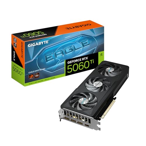 GIGABYTE GeForce RTX 5060 Ti Eagle MAX OC 16G Graphics Card  16GB 128 bit GDDR7  PCIe 5 0  WINDFORCE Cooling System  GV N506TEAGLEMAX OC 16GD Video Card