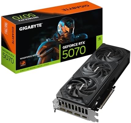 GIGABYTE GeForce RTX 5070 WINDFORCE SFF 12G Graphics Card  12GB 256 bit GDDR7  PCIe 5 0  WINDFORCE Cooling System  GV N5070WF3 12GD Video Card