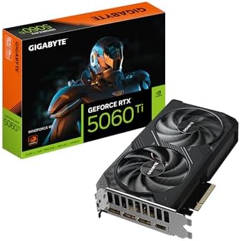 GIGABYTE GeForce RTX 5060 Ti WINDFORCE 8G Graphics Card  8GB 128 bit GDDR7  PCIe 5 0  WINDFORCE Cooling System  GV N506TWF2 8GD Video Card