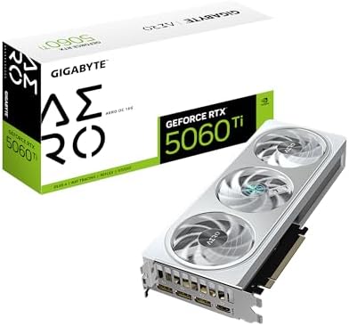GIGABYTE GeForce RTX 5060 Ti AERO OC 16G Graphics Card  16GB 128 bit GDDR7  PCIe 5 0  WINDFORCE Cooling System  GV N506TAERO OC 16GD Video Card