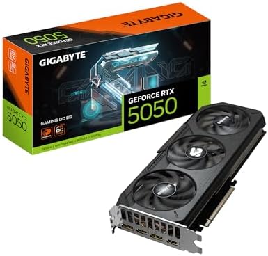 GIGABYTE GeForce RTX 5050 Gaming OC 8G Graphics Card  8GB 128 bit GDDR6  PCIe 5 0  WINDFORCE Cooling System  GV N5050GAMING OC 8GD Video Card