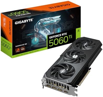 igabyte Tarjeta gráfica GeForce RTX 5060 Gaming OC 8G - 8GB GDDR7, 128bit, PCI-E 5.0, 2595 MHz Core Clock, 3 x DisplayPort, 1 x HDMI, GV-N5060GAMING OC-8GD