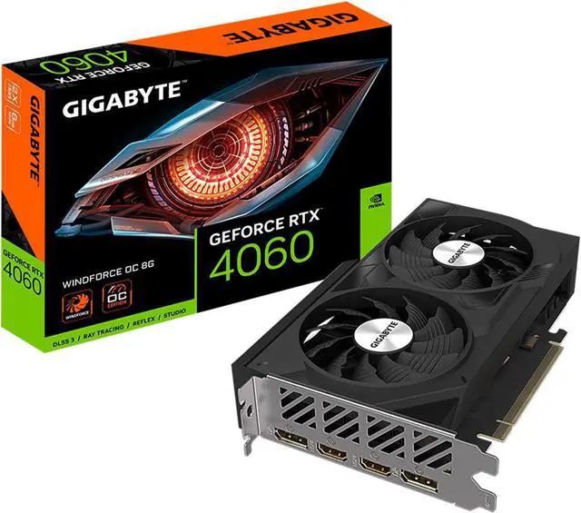 GIGABYTE GeForce RTX 4060 WINDFORCE OC 8G Graphics Card  2x WINDFORCE Fans  8GB 128 bit GDDR6  GV N4060WF2OC 8GD  Video Card