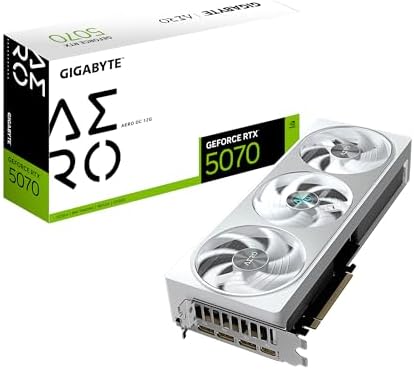 GIGABYTE GeForce RTX 5070 AERO OC 12G Graphics Card  12GB 192 bit GDDR7  PCIe 5 0  WINDFORCE Cooling System  GV N5070AERO OC 12GD Video Card  Compatible with Desktop