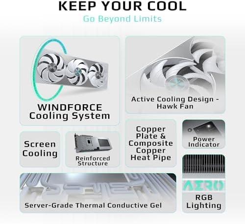 GIGABYTE GeForce RTX 5070 AERO OC 12G Graphics Card  12GB 192 bit GDDR7  PCIe 5 0  WINDFORCE Cooling System  GV N5070AERO OC 12GD Video Card  Compatible with Desktop