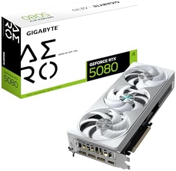 GIGABYTE GeForce RTX 5080 AERO OC SFF 16G Graphics Card  WINDFORCE Cooling System  16GB 256 bit GDDR7  GV N5080AERO OC 16GD Video Card  Compatible with Desktop