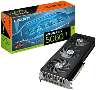 GIGABYTE GeForce RTX 5060 Ti Eagle MAX OC 8G Graphics Card  8GB 128 bit GDDR7  PCIe 5 0  WINDFORCE Cooling System  GV N506TEAGLEMAX OC 8GD Video Card