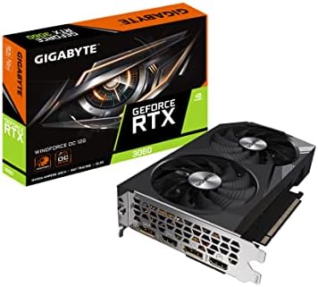 GIGABYTE GeForce RTX 3060 WINDFORCE OC 12G Graphics Card  2X WINDFORCE Fans  12GB 192 bit GDDR6  GV N3060WF2OC 12GD Video Card