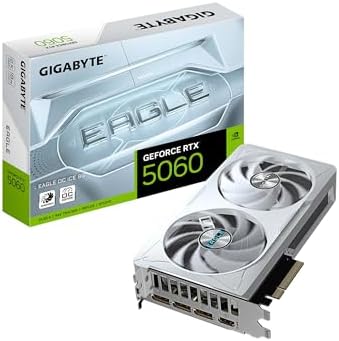 GIGABYTE GeForce RTX 5060 AERO OC 8G Graphics Card  8GB 128 bit GDDR7  PCIe 5 0  WINDFORCE Cooling System  Made by NVIDIA  DisplayPort & HDMI   Video Output Interface  GV N5060AERO OC 8GD Video Card