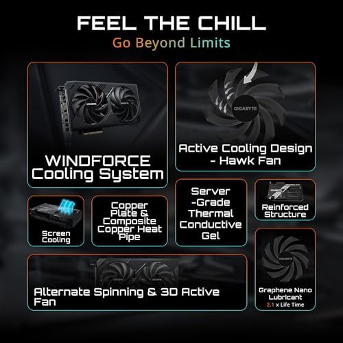 GIGABYTE GeForce RTX 5060 Ti WINDFORCE OC 8G Graphics Card  8GB 128 bit GDDR7  PCIe 5 0  WINDFORCE Cooling System  GV N506TWF2OC 8GD Video Card
