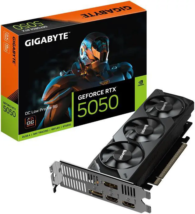 GIGABYTE Low Profile GeForce RTX 5050 8GB GDDR6 PCI Express 5 0 x8 Low Profile Graphics Card GV N5050OC 8GL