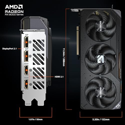 GIGABYTE Radeon RX 9070 Gaming OC 16G Graphics Card  PCIe 5 0  16GB GDDR6  GV R9070GAMING OC 16GD Video Card