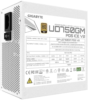 GIGABYTE UD750GM PG5 V2 ICE   750W 80 Plus Platinum Certified   PCIe5 1 Ready   ATX3 1   Fully Modular Power Supply  GP UD750GM PG5 ICE 