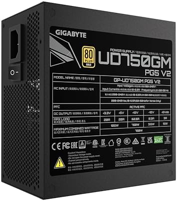 GIGABYTE UD750GM PG5 V2 750W 80 Plus Gold Certified   PCIe5 1 Ready   ATX3 1   Fully Modular Power Supply  GP UD750GM PG5 V2