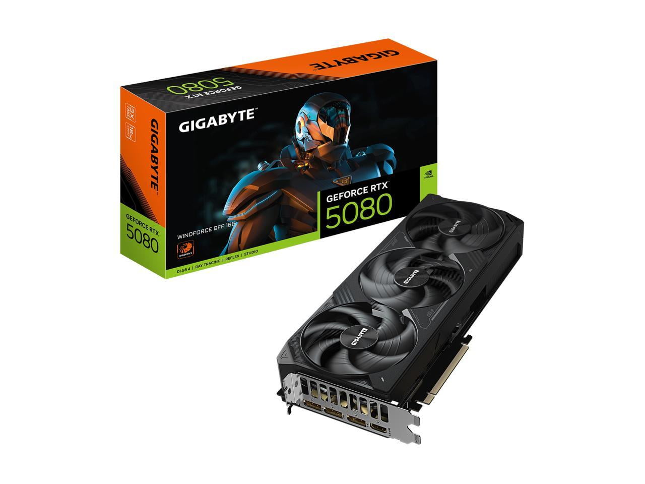 GIGABYTE WINDFORCE GeForce RTX 5080 16GB GDDR7 PCI Express 5 0 x16 ATX Graphics Card GV N5080WF3 16GD