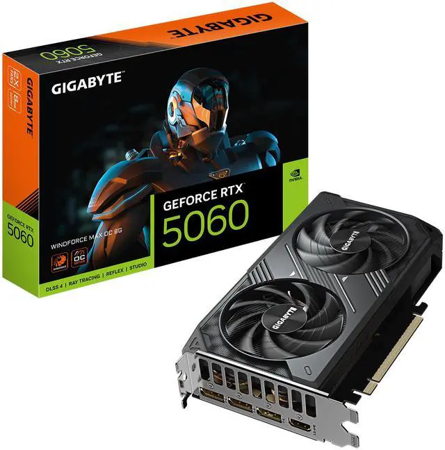 GIGABYTE WINDFORCE GeForce RTX 5060 8GB GDDR7 PCI Express 5 0 x8 ATX Graphics Card GV N5060WF2MAX OC 8GD