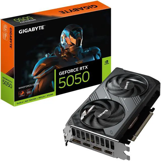 GIGABYTE WINDFORCE GeForce RTX 5050 8GB GDDR6 PCI Express 5 0 x8 ATX Graphics Card GV N5050WF2OC 8GD