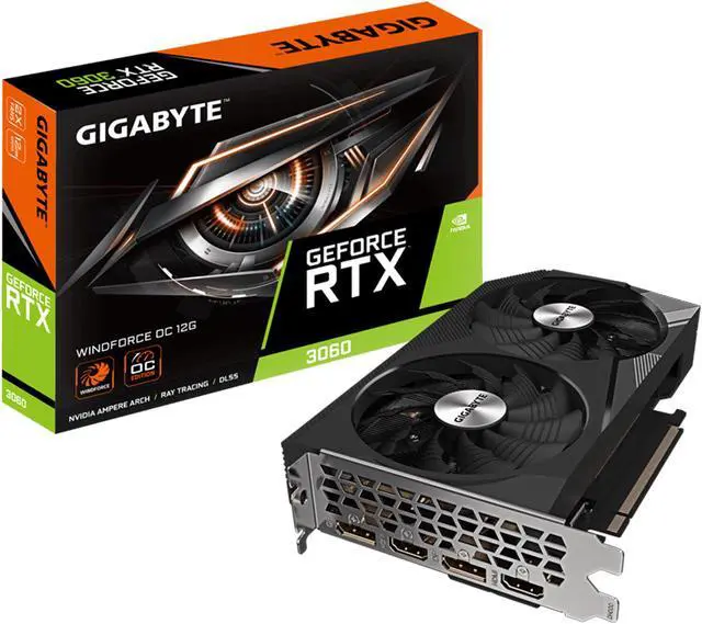 GIGABYTE WINDFORCE OC GeForce RTX 3060 12GB GDDR6 PCI Express 4 0 x16 ATX Graphics Card GV N3060WF2OC 12GD REV2 0