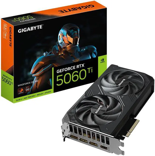 GIGABYTE WindForce GeForce RTX 5060 Ti 16GB GDDR7 PCI Express 5 0 x8 ATX Graphics Card GV N506TWF2OC 16GD