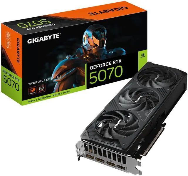 GIGABYTE WindForce GeForce RTX 5070 12GB GDDR7 PCI Express 5 0 ATX Graphics Card GV N5070WF3OC 12GD