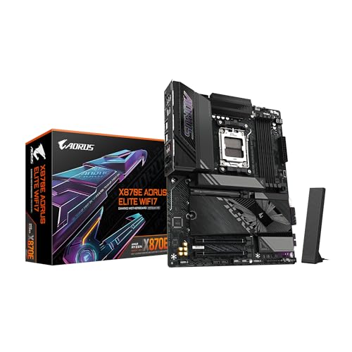 GIGABYTE X870E AORUS Elite WIFI7 Placa base AMD AM5 LGA 1718, ATX, DDR5, 4X M.2, PCIe 5.0, USB4, WIFI7, LAN de 2.5GbE, cierre EZ-Latch, garantía de 5 años