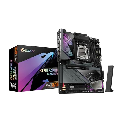 GIGABYTE X870E AORUS Master AMD AM5 LGA 1718 Motherboard  ATX  DDR5  4X M 2  PCIe 5 0  USB4  WIFI7  5GbE LAN  EZ Latch  5 Year Warranty