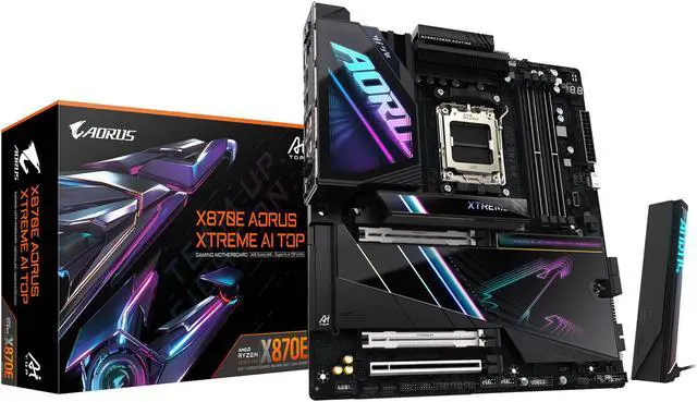 GIGABYTE X870E AORUS XTREME AI TOP AMD AM5 LGA 1718 Motherboard  E ATX  DDR5  4x M 2  PCIe 5 0  USB4  WIFI7  10GbE LAN  EZ Latch  5 Year Warranty