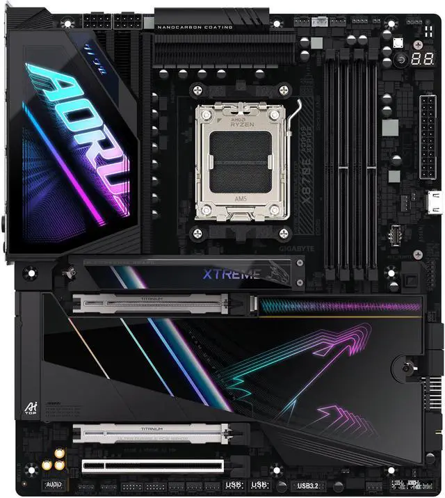 GIGABYTE X870E AORUS XTREME AI TOP AMD AM5 LGA 1718 Motherboard  E ATX  DDR5  4x M 2  PCIe 5 0  USB4  WIFI7  10GbE LAN  EZ Latch  5 Year Warranty