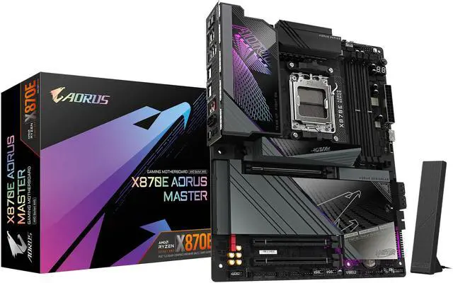GIGABYTE X870E AORUS MASTER AM5 LGA 1718, ATX, DDR5, 4x M.2, PCIe 5.0, USB4, Wi-Fi 7, LAN 5GbE, EZ-Latch, Garantía de 5 años