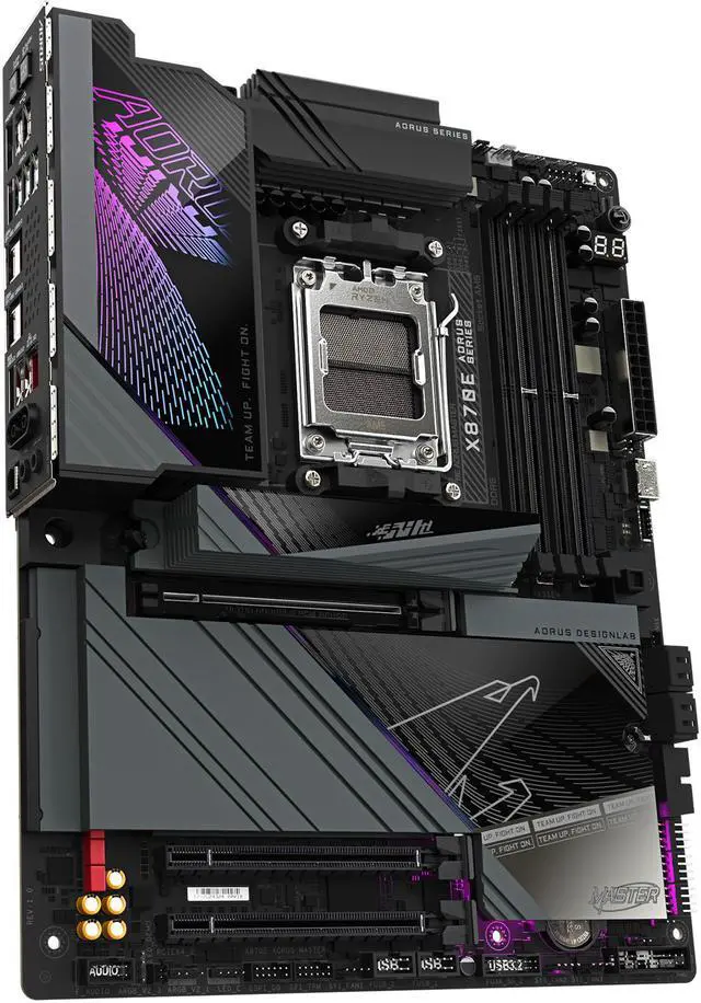 GIGABYTE X870E AORUS MASTER AM5 LGA 1718, ATX, DDR5, 4x M.2, PCIe 5.0, USB4, Wi-Fi 7, LAN 5GbE, EZ-Latch, Garantía de 5 años