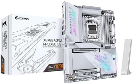GIGABYTE X870E AORUS Master X3D ICE AMD AM5 LGA 1718 ATX Motherboard  Supports AMD Ryzen 9000/8000/7000 Series Processors  DDR5  18 2 2 Power Phase  5X M 2  PCIe 5 0  WIFI7  10GbE  5 Year Warranty