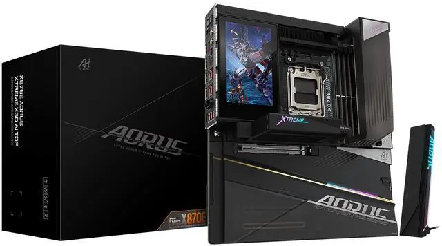 GIGABYTE X870E AORUS XTREME X3D AI TOP AMD AM5 LGA 1718  E ATX  Supports AMD Ryzen 9000/8000/7000 Series Processors  DDR5  24 2 2 Total Power Phase  5x M 2  PCIe 5 0  USB4 Type C  WIFI7  Dual 10GbE  PCIe EZ Latch  Duo  5 Year Warranty