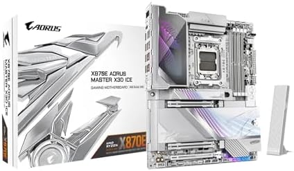 GIGABYTE X870E AORUS Master X3D ICE AMD AM5 LGA 1718 ATX placa base, soporta procesadores AMD Ryzen serie 9000/8000/7000, DDR5, fase de potencia 18+2+2, 5X M.2, PCIe 5.0, WIFI7, 10GbE, garantía de 5