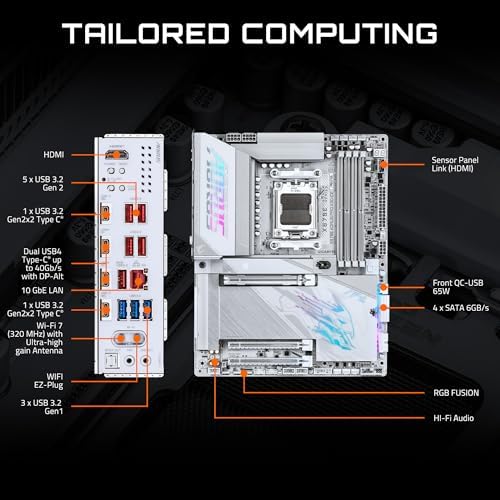 GIGABYTE X870E Aorus Pro X3D Ice AMD AM5 LGA 1718 ATX Motherboard  Ryzen 9000/8000/7000  DDR5  18 2 2 Power Phase  4X M 2  PCIe 5 0  WiFi  5GbE