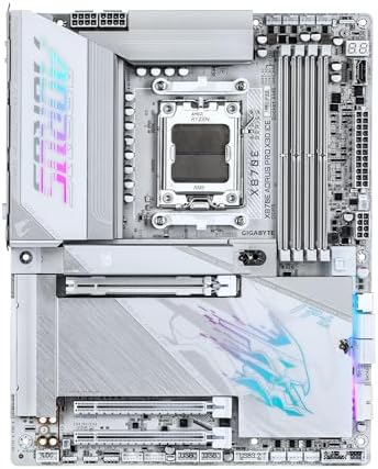GIGABYTE X870E Aorus Pro X3D Ice AMD AM5 LGA 1718 ATX Motherboard  Ryzen 9000/8000/7000  DDR5  18 2 2 Power Phase  4X M 2  PCIe 5 0  WiFi  5GbE