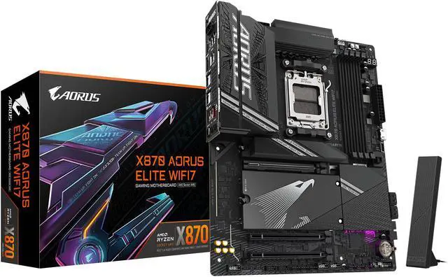 GIGABYTE X870 AORUS ELITE WIFI7 AM5 LGA 1718  ATX  DDR5  4x M 2  PCIe 5 0  USB4  Wi Fi 7  2 5GbE LAN  EZ Latch  5 Year Warranty