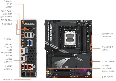 GIGABYTE X870 AORUS Elite WIFI7 AMD AM5 LGA 1718 Motherboard  ATX  DDR5  4X M 2  PCIe 5 0  USB4  WIFI7  2 5GbE LAN  EZ Latch  5 Year Warranty