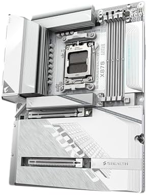 GIGABYTE X870 AORUS Stealth ICE Reverse Connect ATX Motherboard  Support AMD Socket AM5 Processors  DDR5  16 2 2 Power Phase  4X M 2  PCIe 5 0  USB4  WIFI7  5GbE  PCIe EZ Latch Plus  5 Year Warranty