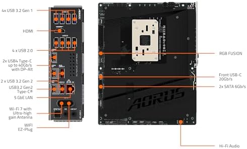 GIGABYTE X870 AORUS Stealth Reverse Connect ATX Motherboard  Support AMD Socket AM5 Processors  DDR5  16 2 2 Power Phase  4X M 2  PCIe 5 0  USB4  WIFI7  5GbE  PCIe EZ Latch Plus  5 Year Warranty