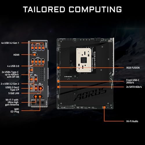 GIGABYTE X870 AORUS Stealth Reverse Connect ATX Motherboard  Support AMD Socket AM5 Processors  DDR5  16 2 2 Power Phase  4X M 2  PCIe 5 0  USB4  WIFI7  5GbE  PCIe EZ Latch Plus  5 Year Warranty