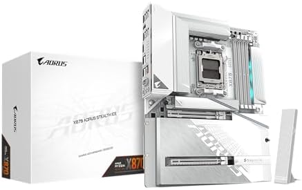 GIGABYTE X870 AORUS Stealth Reverse Connect ATX Motherboard  Support AMD Socket AM5 Processors  DDR5  16 2 2 Power Phase  4X M 2  PCIe 5 0  USB4  WIFI7  5GbE  PCIe EZ Latch Plus  5 Year Warranty