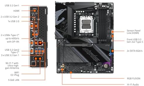 GIGABYTE X870 AORUS Elite X3D AMD AM5 ATX Motherboard  Supports AMD Ryzen 9000/8000/7000 Series  DDR5  16 2 2 Power Phase  4X M 2  PCIe 5 0  USB4  WIFI7  5 GbE  PCIe EZ Latch Plus  5 Year Warranty