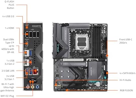 GIGABYTE X870 Eagle WIFI7 AMD AM5 LGA 1718 Motherboard  ATX  DDR5  4X M 2  PCIe 5 0  USB4  WIFI7  2 5GbE LAN  EZ Latch  5 Year Warranty