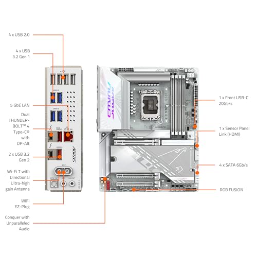 GIGABYTE Z890 AORUS PRO ICE Intel Core Ultra Series 2 LGA 1851 Motherboard ATX DDR5 5X M 2 PCIe 5 0 Thunderbolt 4 WIFI7 5GbE LAN EZ Latch