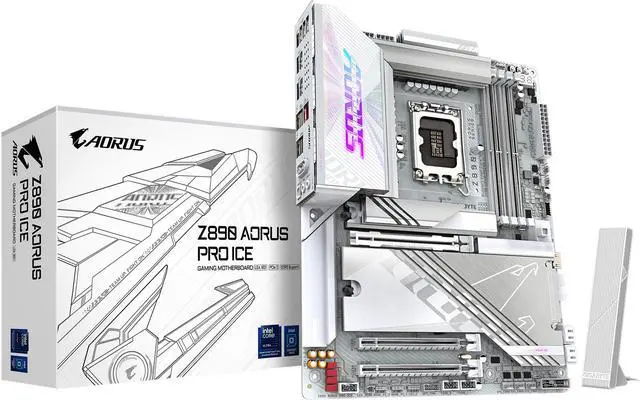 GIGABYTE Z890 AORUS PRO ICE Ultra Core  Series 2  LGA 1851  ATX  DDR5  5x M 2  PCIe 5 0  Thunderbolt 4  WIFI7  5GbE LAN  EZ Latch