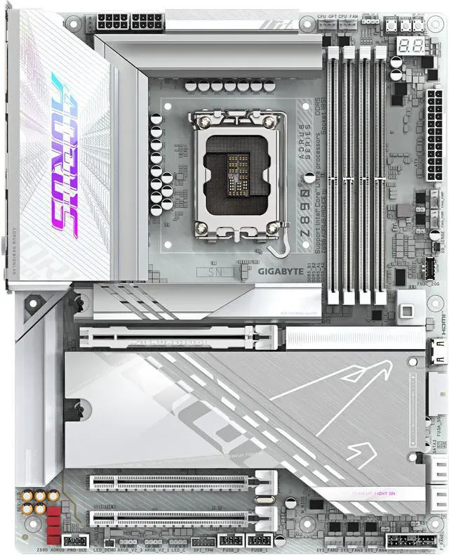 GIGABYTE Z890 AORUS PRO ICE Ultra Core  Series 2  LGA 1851  ATX  DDR5  5x M 2  PCIe 5 0  Thunderbolt 4  WIFI7  5GbE LAN  EZ Latch