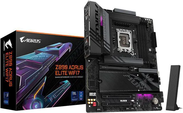 GIGABYTE Z890 AORUS ELITE WIFI7 Ultra Core  Series 2  LGA 1851  ATX  DDR5  4x M 2  PCIe 5 0  Thunderbolt 4  WIFI7  2 5GbE LAN  EZ Latch