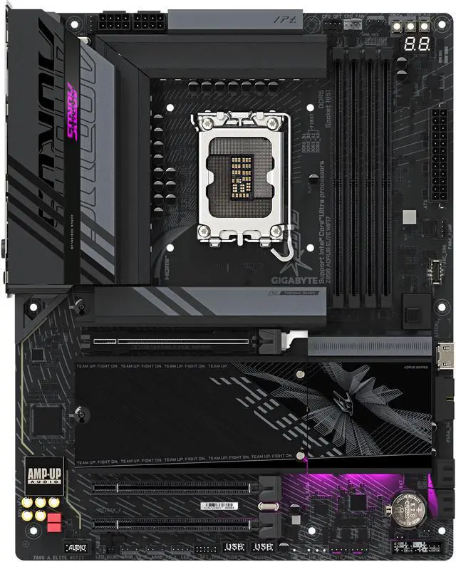 GIGABYTE Z890 AORUS ELITE WIFI7 Ultra Core  Series 2  LGA 1851  ATX  DDR5  4x M 2  PCIe 5 0  Thunderbolt 4  WIFI7  2 5GbE LAN  EZ Latch