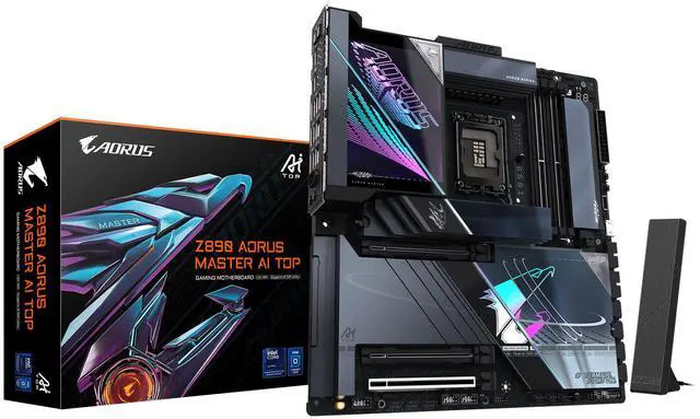 GIGABYTE Z890 AORUS MASTER AI TOP Intel Core Ultra  Series 2  LGA 1851 Motherboard  E ATX  DDR5  4x M 2  PCIe 5 0  Thunderbolt 4  WIFI7  10GbE LAN  EZ Latch